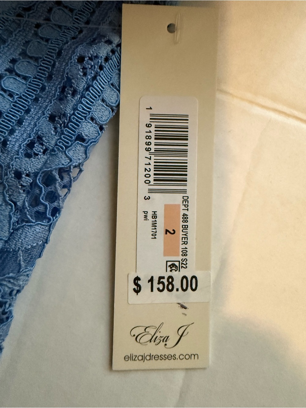 Eliza J Blue Lace Puff-Sleeve Midi Dress - Picture 6 of 9